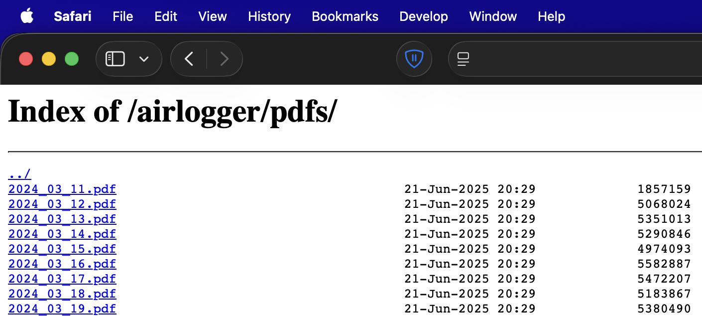 Screenshot of PDFs on the website